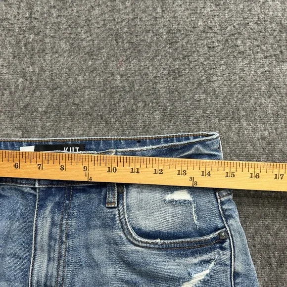 Kut from the Kloth Jane High Rise Denim Short Women Sz 2 Blue Distressed Summer - Picture 5 of 8